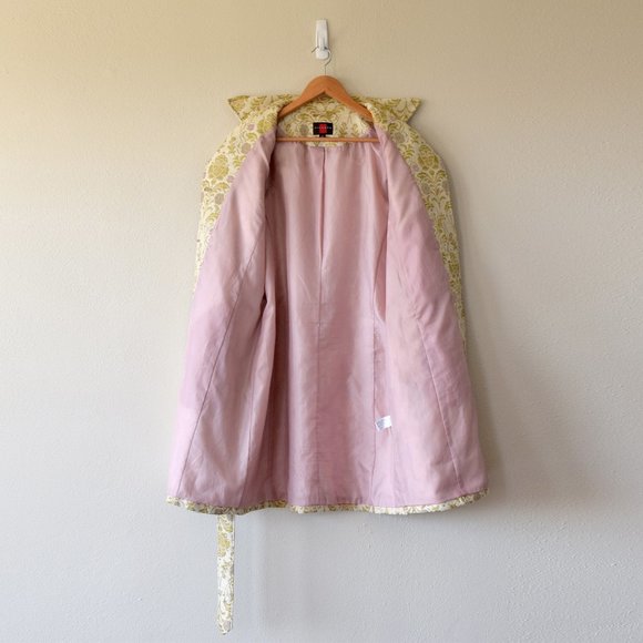 Gold and Pink Floral Tapestry Coat Vintage Size XL - Picture 9 of 10